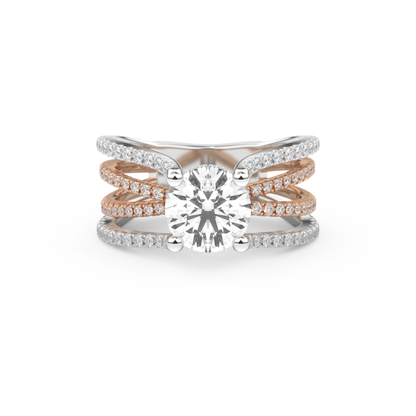 Round Cut 1.52 Carat Moissanite Ring – Pave & Split Shank Setting in Gold