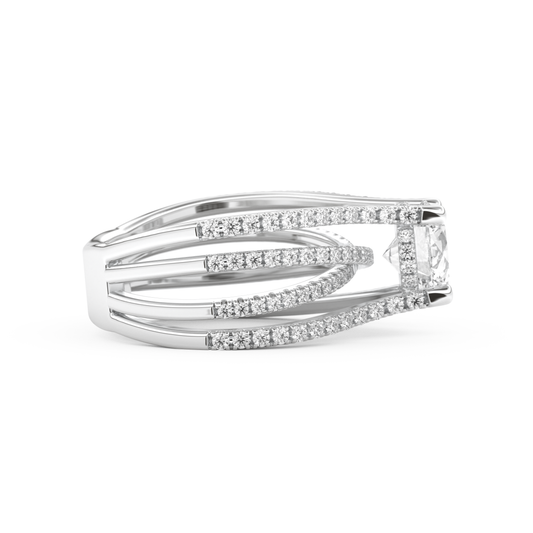 Round Cut 1.52 Carat Moissanite Ring – Pave & Split Shank Setting in Gold