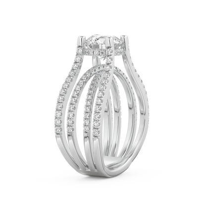 Round Cut 1.52 Carat Moissanite Ring – Pave & Split Shank Setting in Gold