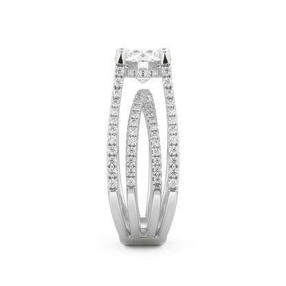 Round Cut 1.52 Carat Moissanite Ring – Pave & Split Shank Setting in Gold