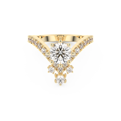 Round Cut 1.03 Carat Moissanite Ring – Cluster Setting in Gold