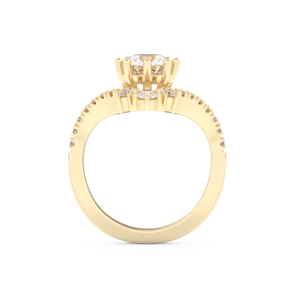 Round Cut 1.03 Carat Moissanite Ring – Cluster Setting in Gold