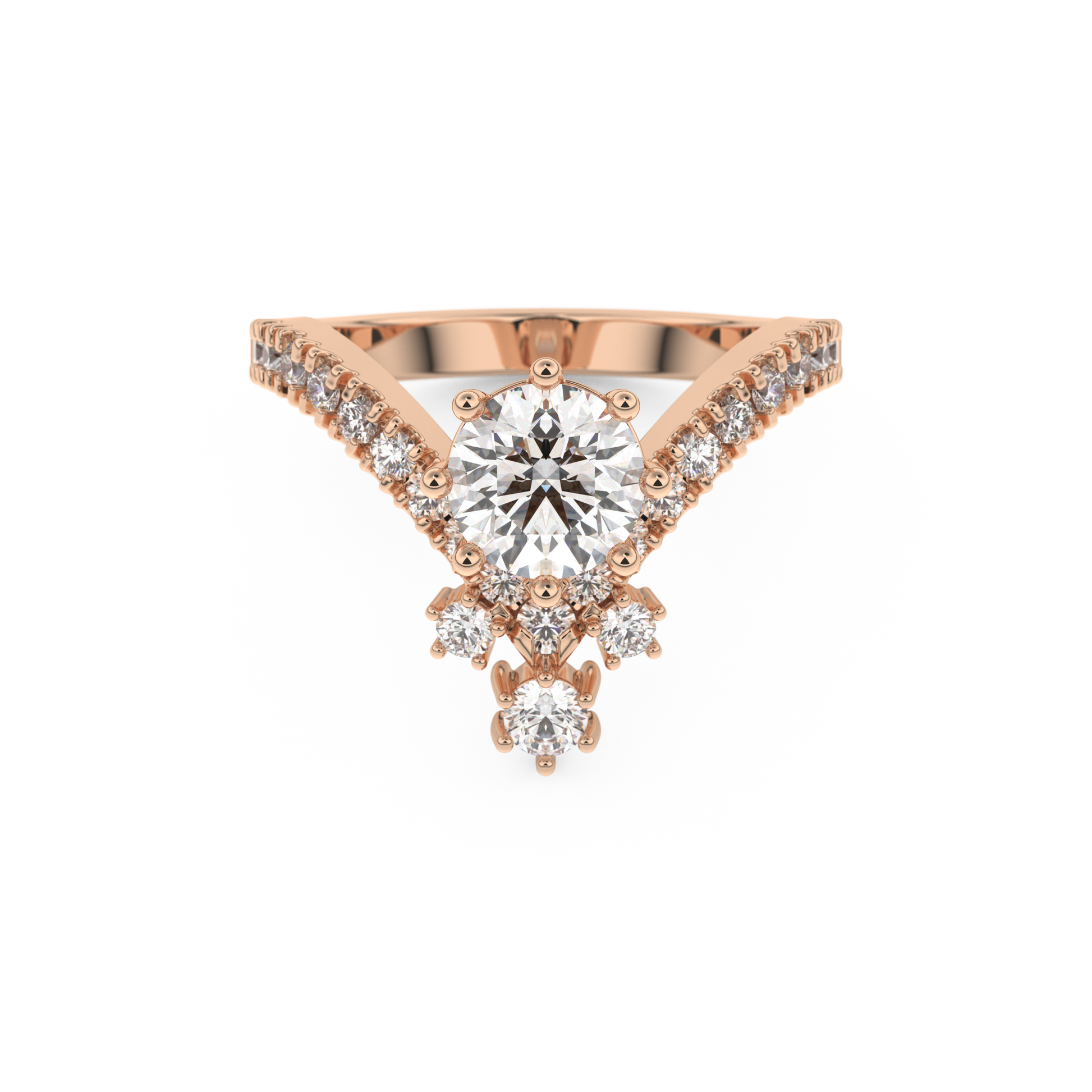 Round Cut 1.03 Carat Moissanite Ring – Cluster Setting in Gold