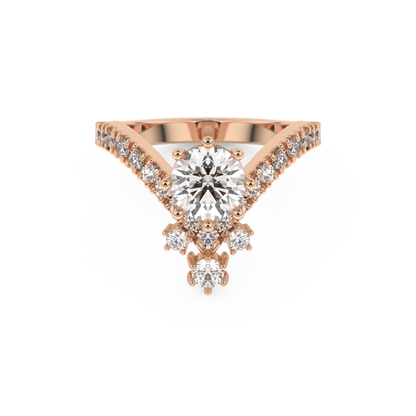 Round Cut 1.03 Carat Moissanite Ring – Cluster Setting in Gold