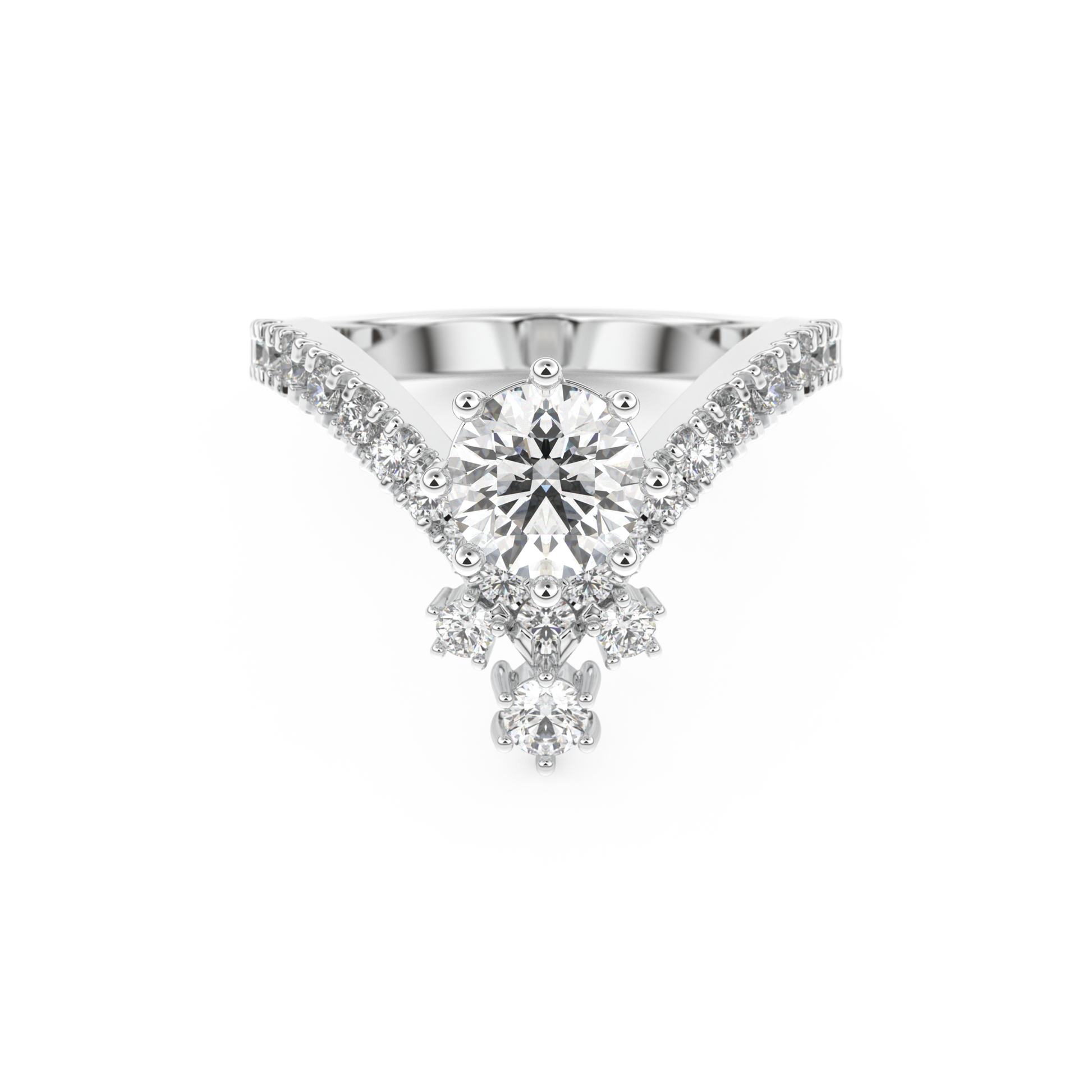 Round Cut 1.03 Carat Moissanite Ring – Cluster Setting in Gold