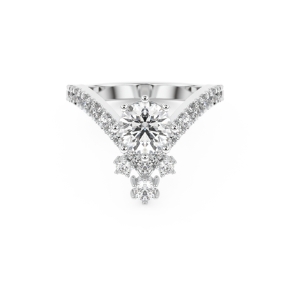 Round Cut 1.03 Carat Moissanite Ring – Cluster Setting in Gold