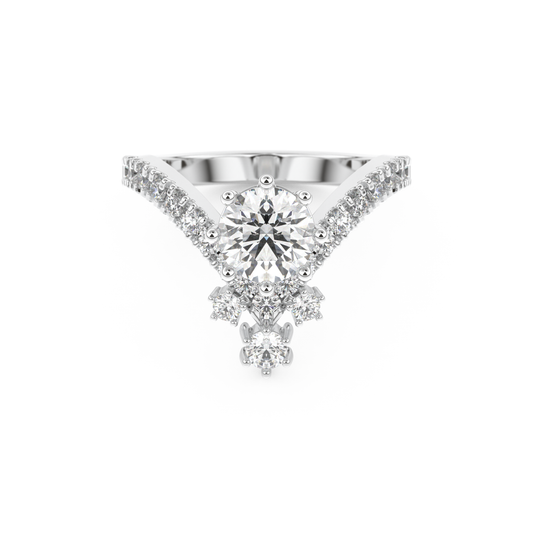 Round Cut 1.03 Carat Moissanite Ring – Cluster Setting in Gold