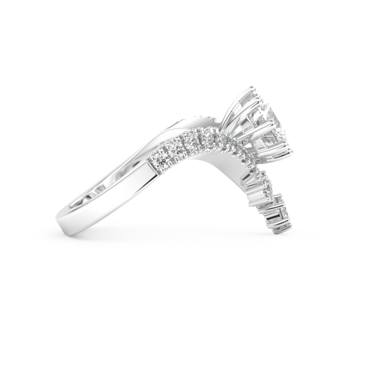 Round Cut 1.03 Carat Moissanite Ring – Cluster Setting in Gold