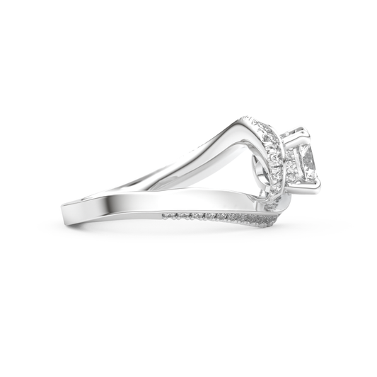Round Cut 1.03 Carat Moissanite Ring – Swirl & Pave Setting in Gold