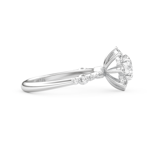 Round Cut 1.03 Carat Moissanite Ring – Cluster Setting in Gold