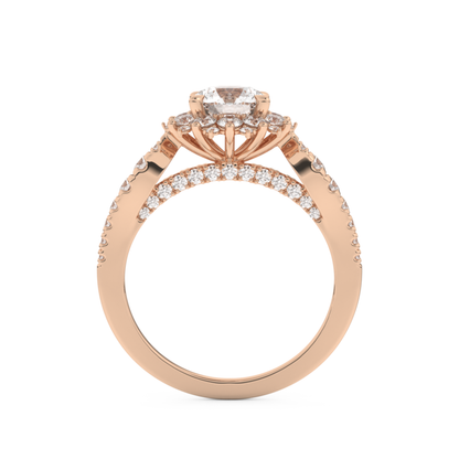 Round Cut 1.03 Carat Moissanite Ring – Cluster Setting in Gold