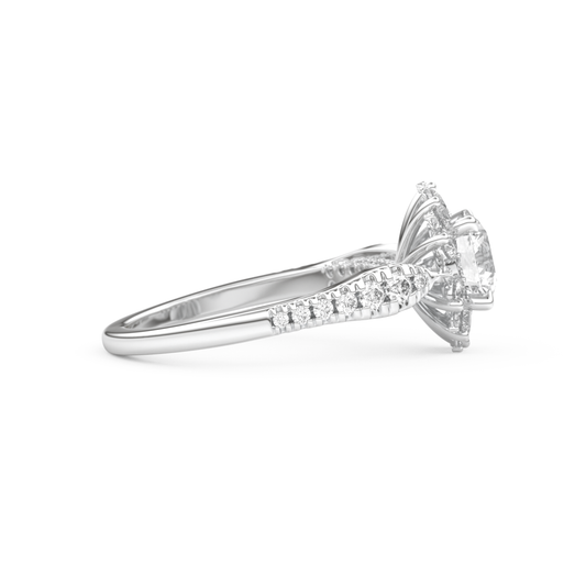 Round Cut 1.03 Carat Moissanite Ring – Cluster Setting in Gold