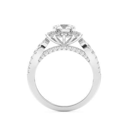 Round Cut 1.03 Carat Moissanite Ring – Cluster Setting in Gold