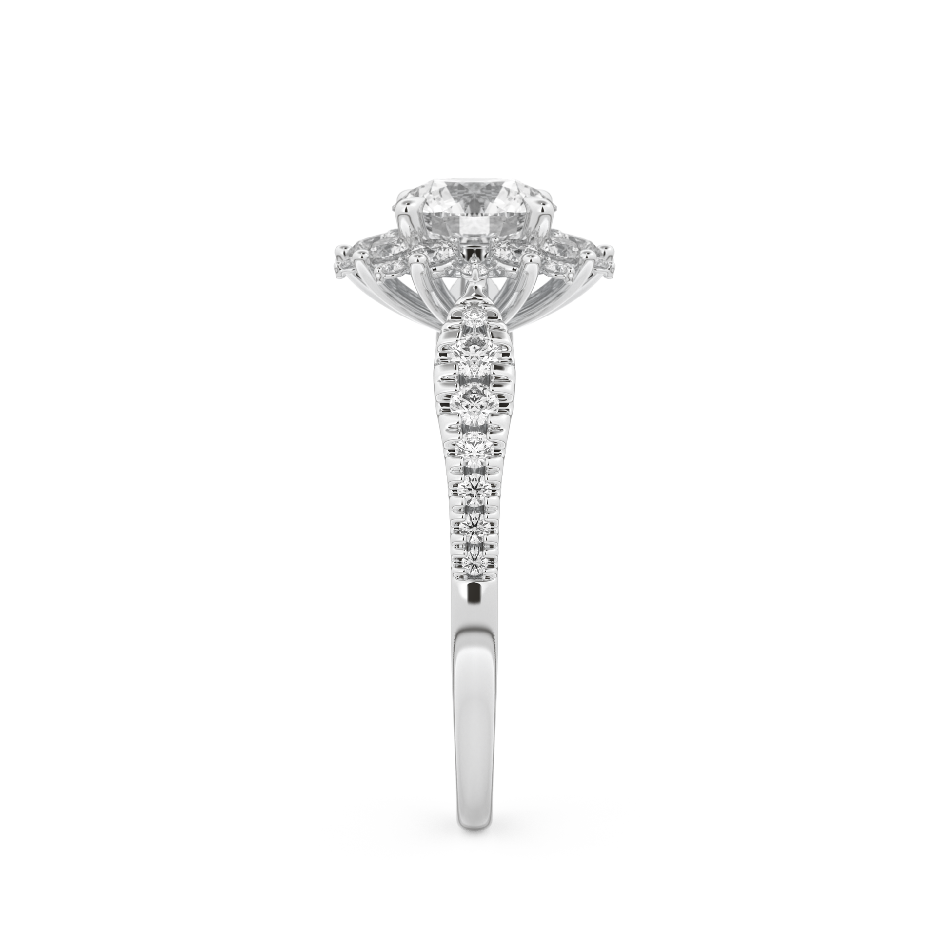Round Cut 1.03 Carat Moissanite Ring – Cluster Setting in Gold