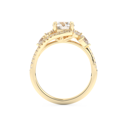Round Cut 1.0 Carat Moissanite Ring – Cluster Setting in Gold