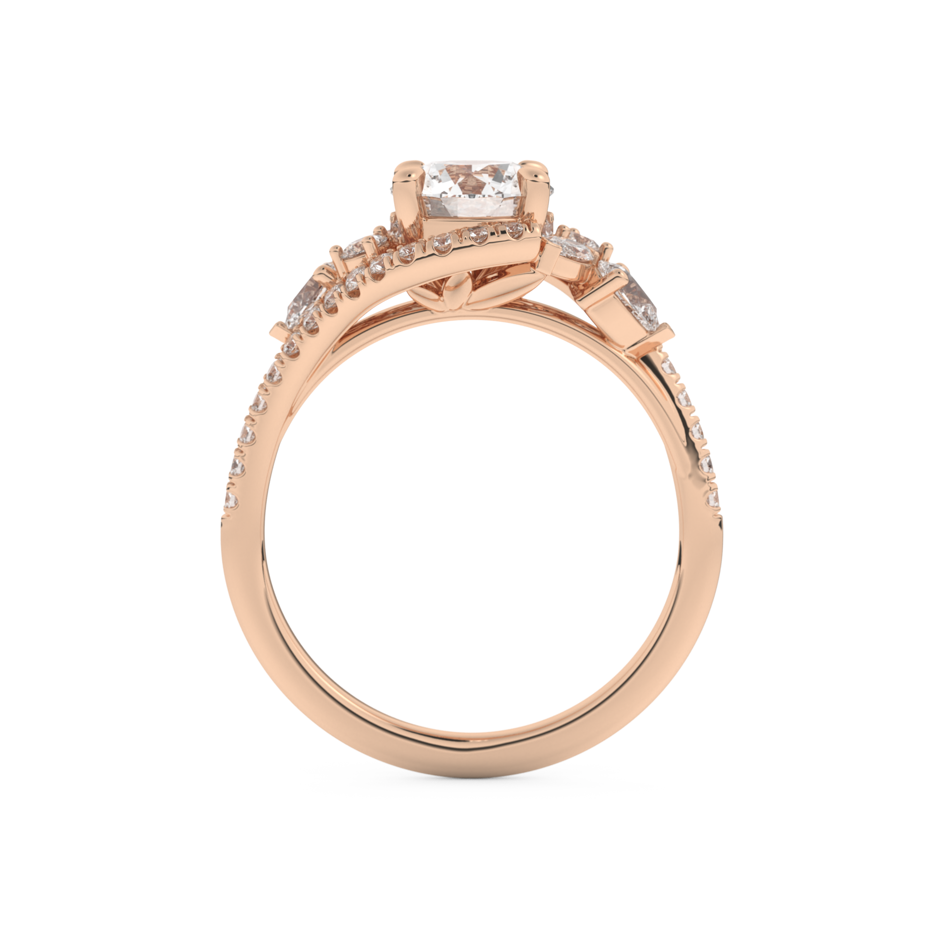 Round Cut 1.0 Carat Moissanite Ring – Cluster Setting in Gold
