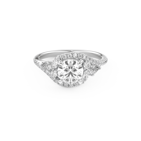 Round Cut 1.0 Carat Moissanite Ring – Cluster Setting in Gold