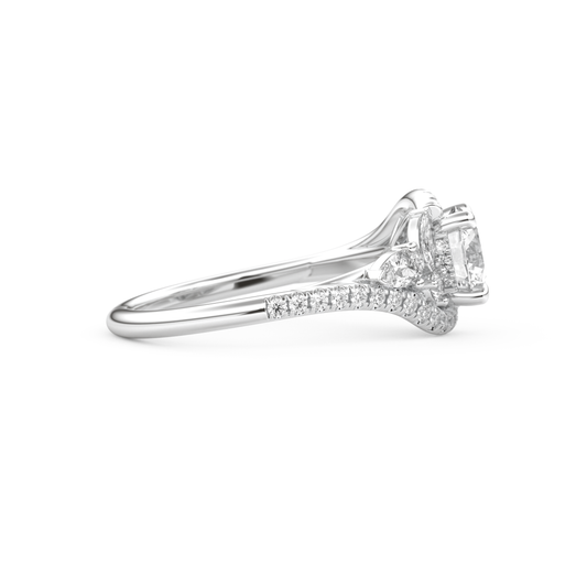 Round Cut 1.0 Carat Moissanite Ring – Cluster Setting in Gold