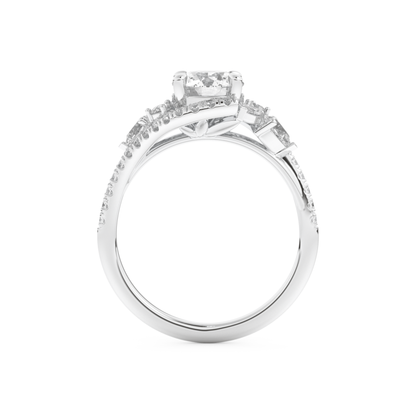 Round Cut 1.0 Carat Moissanite Ring – Cluster Setting in Gold