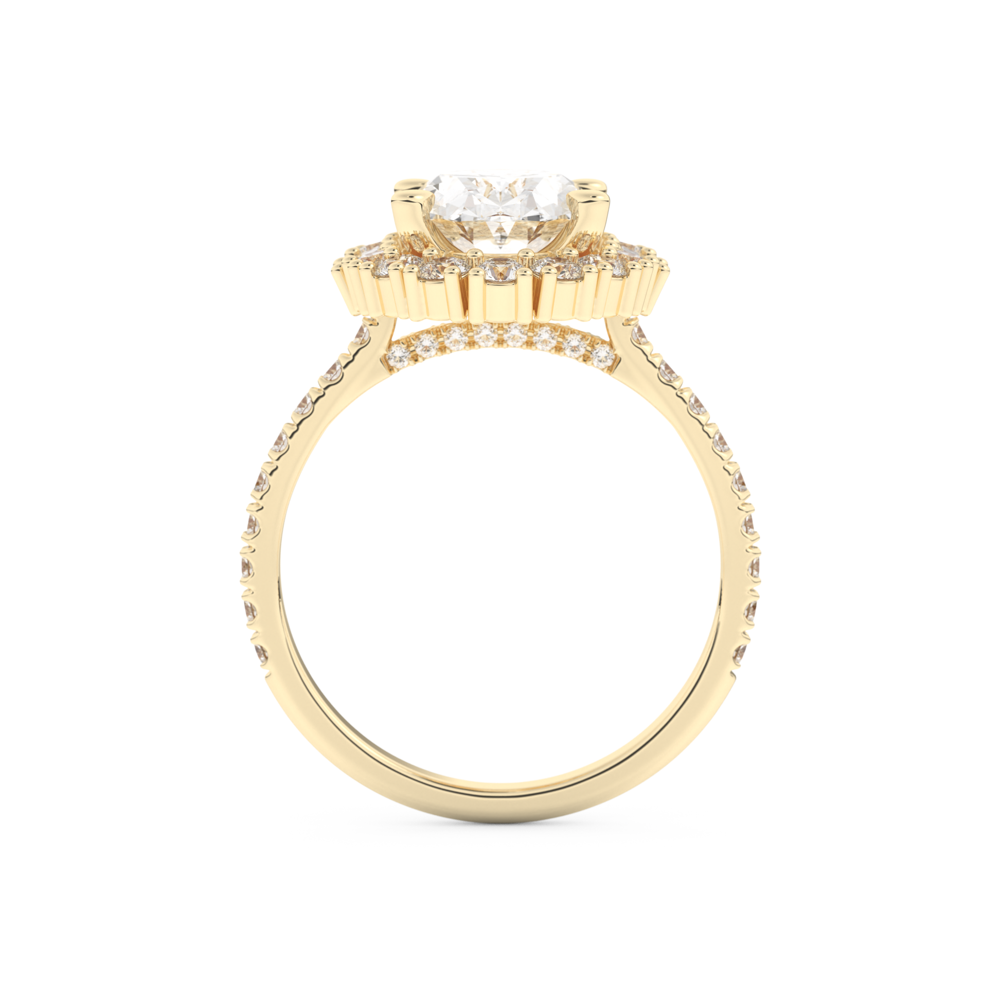 Oval Cut 2.39 Carat Moissanite Ring – Cluster Setting in Gold