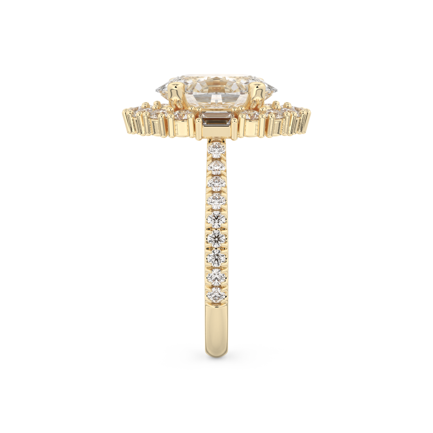 Oval Cut 2.39 Carat Moissanite Ring – Cluster Setting in Gold