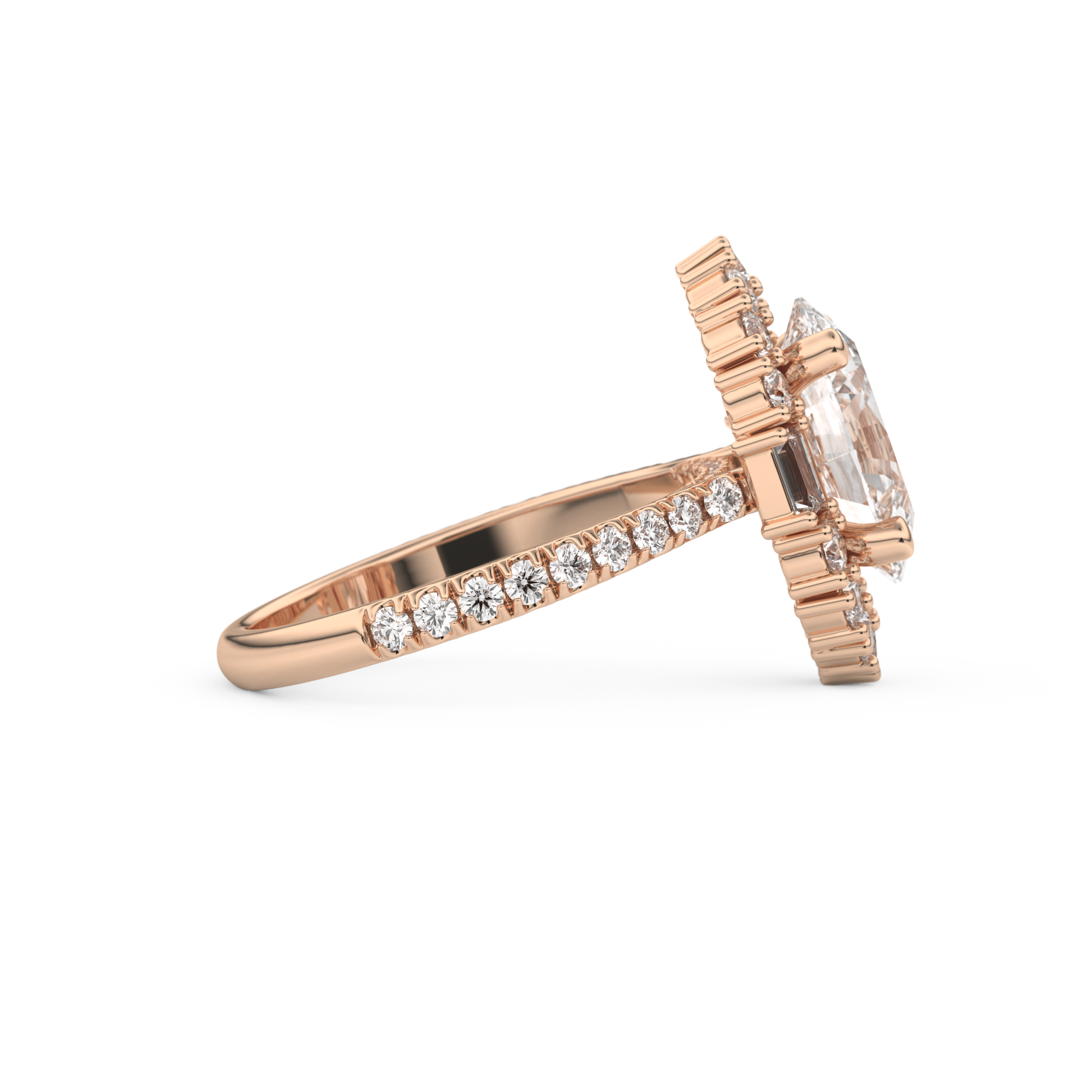 Oval Cut 2.39 Carat Moissanite Ring – Cluster Setting in Gold