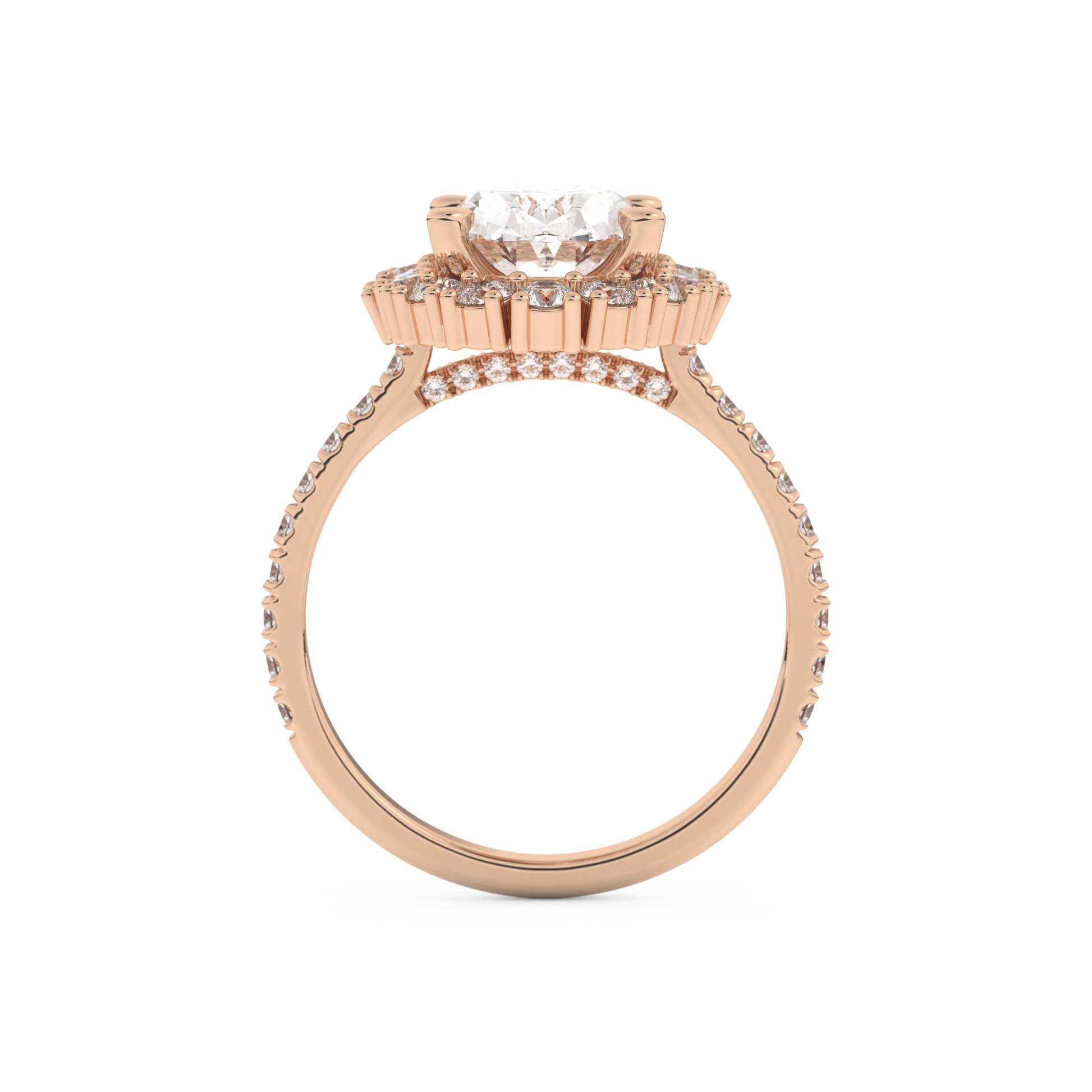 Oval Cut 2.39 Carat Moissanite Ring – Cluster Setting in Gold