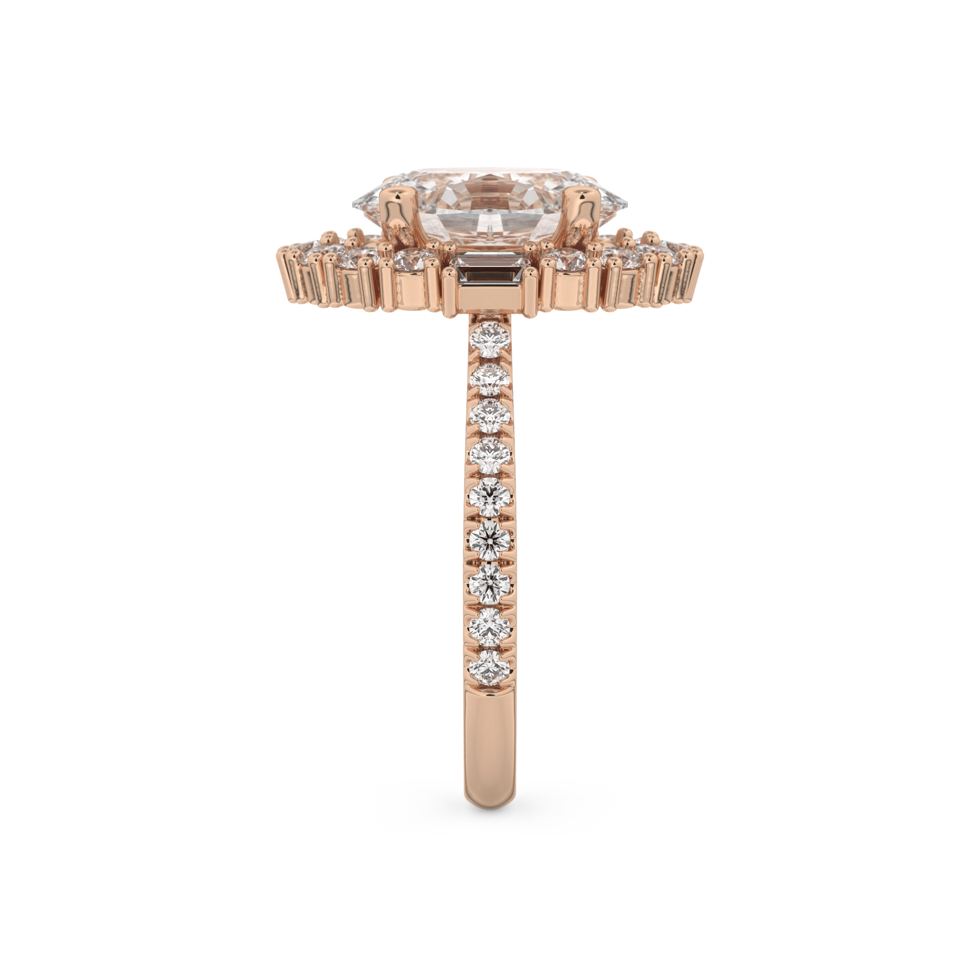 Oval Cut 2.39 Carat Moissanite Ring – Cluster Setting in Gold
