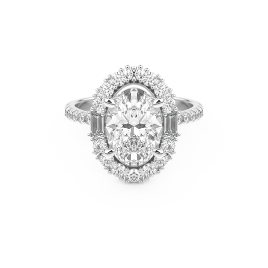 Oval Cut 2.39 Carat Moissanite Ring – Cluster Setting in Gold