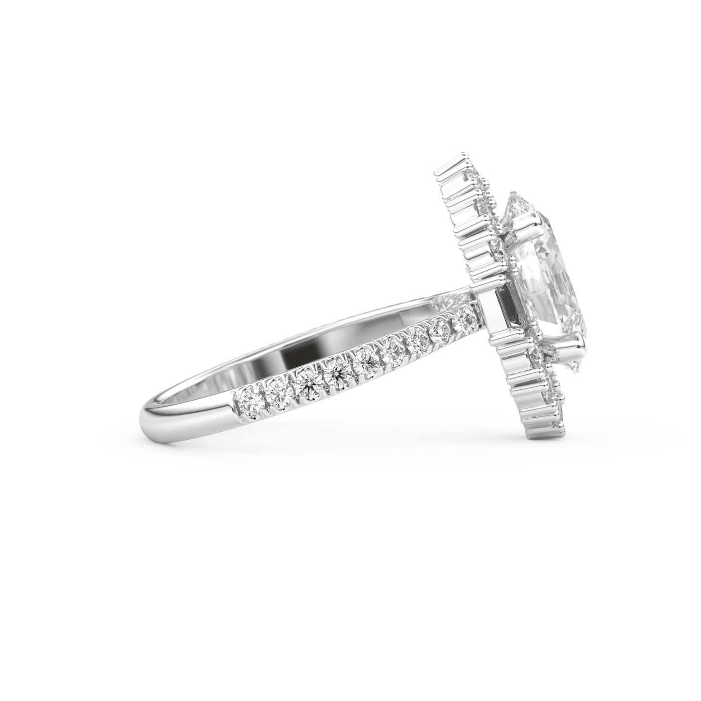 Oval Cut 2.39 Carat Moissanite Ring – Cluster Setting in Gold