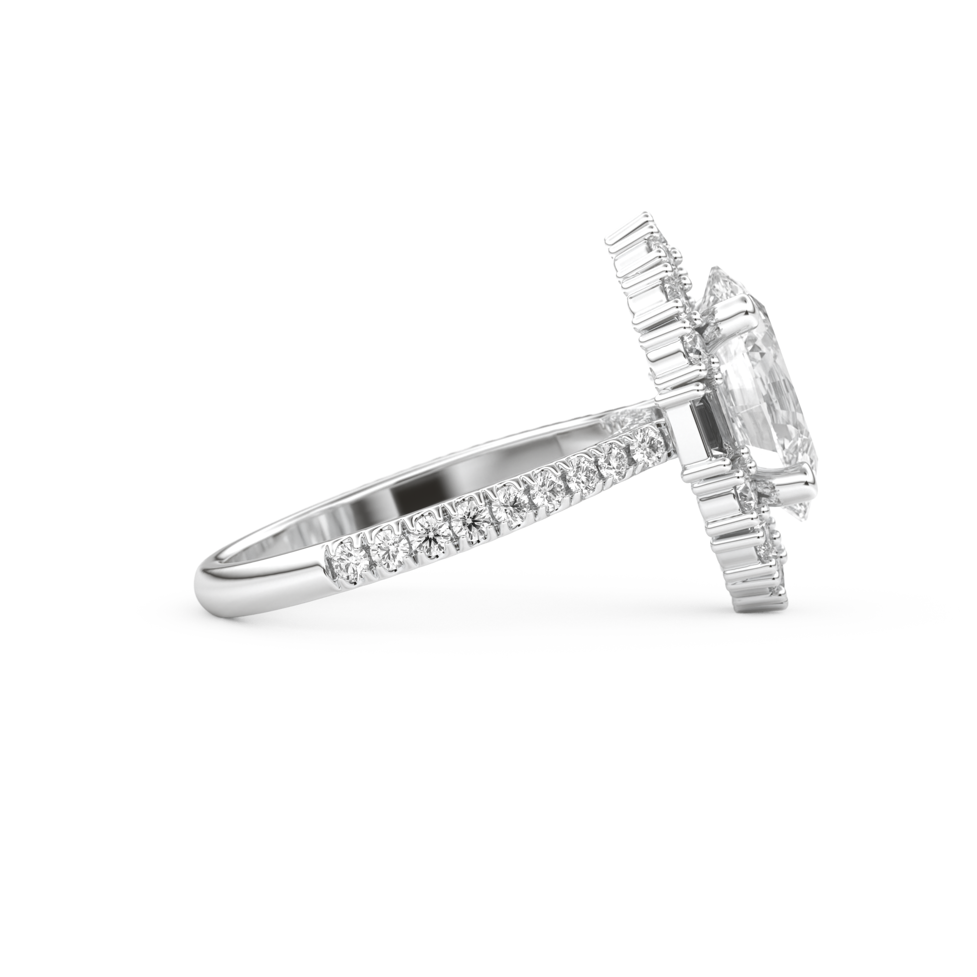 Oval Cut 2.39 Carat Moissanite Ring – Cluster Setting in Gold