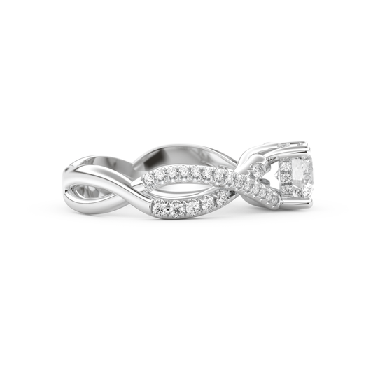 Round Cut 1 Carat Moissanite Ring – Criss Cross Pave Setting in Gold