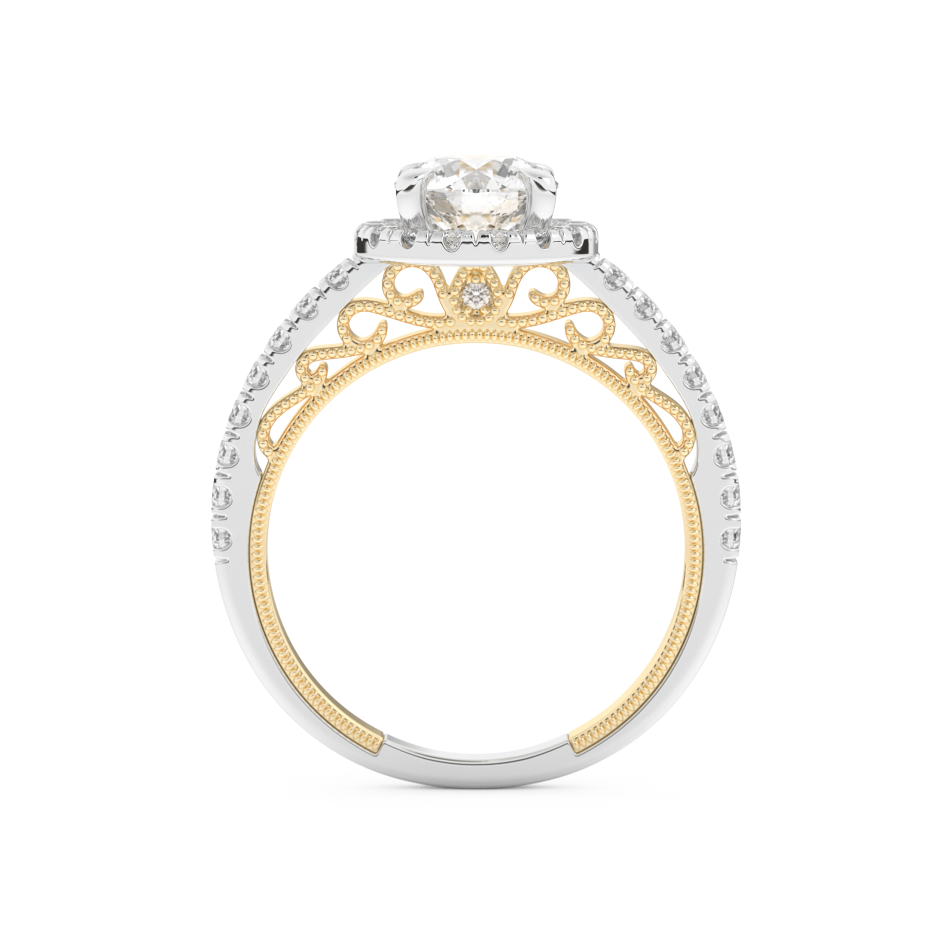 Round Cut 1.01 Carat Moissanite Ring – Halo and Pave Setting in Gold