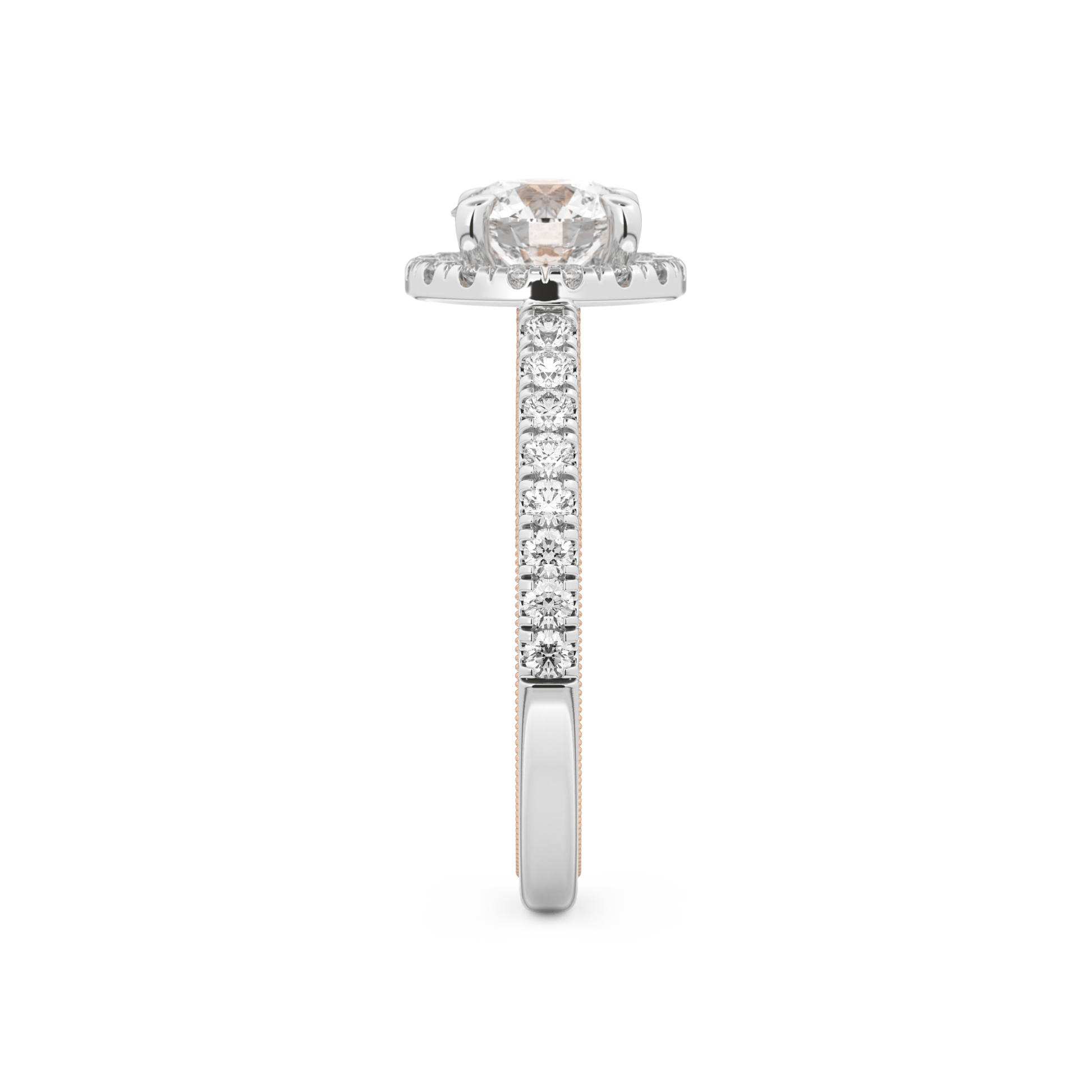 Round Cut 1.01 Carat Moissanite Ring – Halo and Pave Setting in Gold