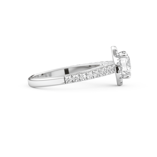 Round Cut 1.01 Carat Moissanite Ring – Halo and Pave Setting in Gold