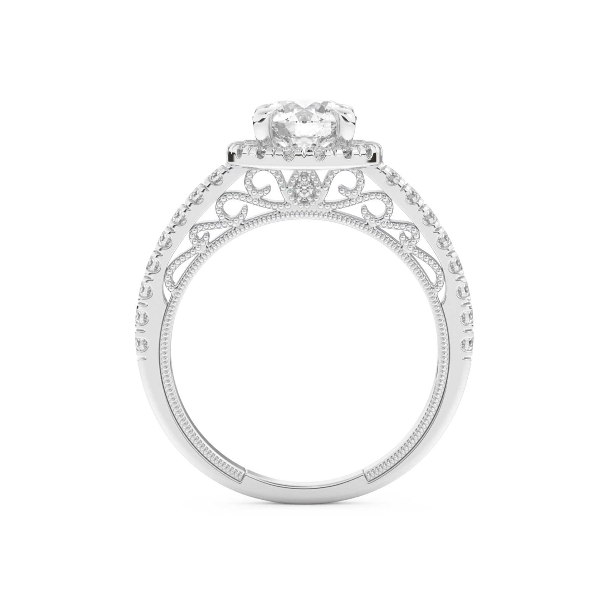 Round Cut 1.01 Carat Moissanite Ring – Halo and Pave Setting in Gold