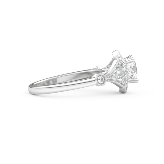 Round Cut 1 Carat Moissanite Ring – Pave Setting in Gold