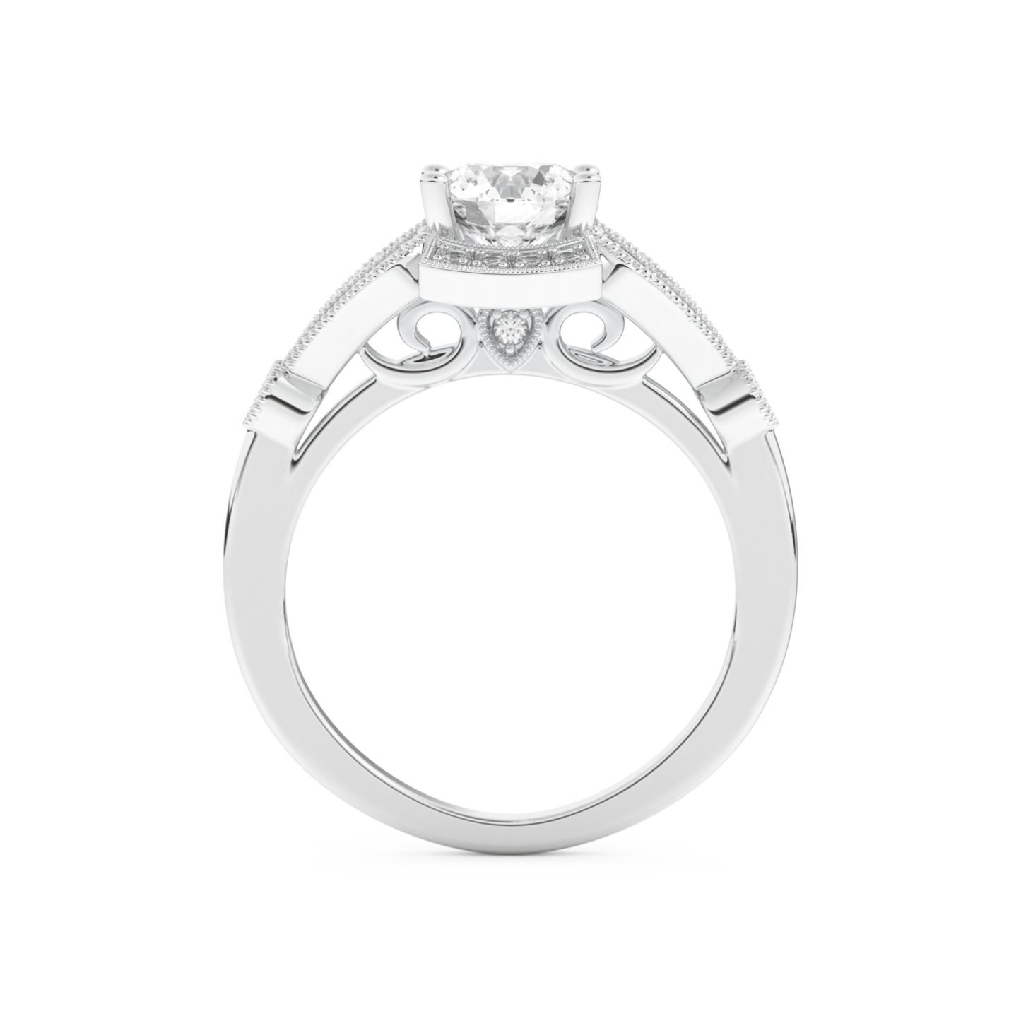 Round Cut 1 Carat Moissanite Ring – Pave Setting in Gold