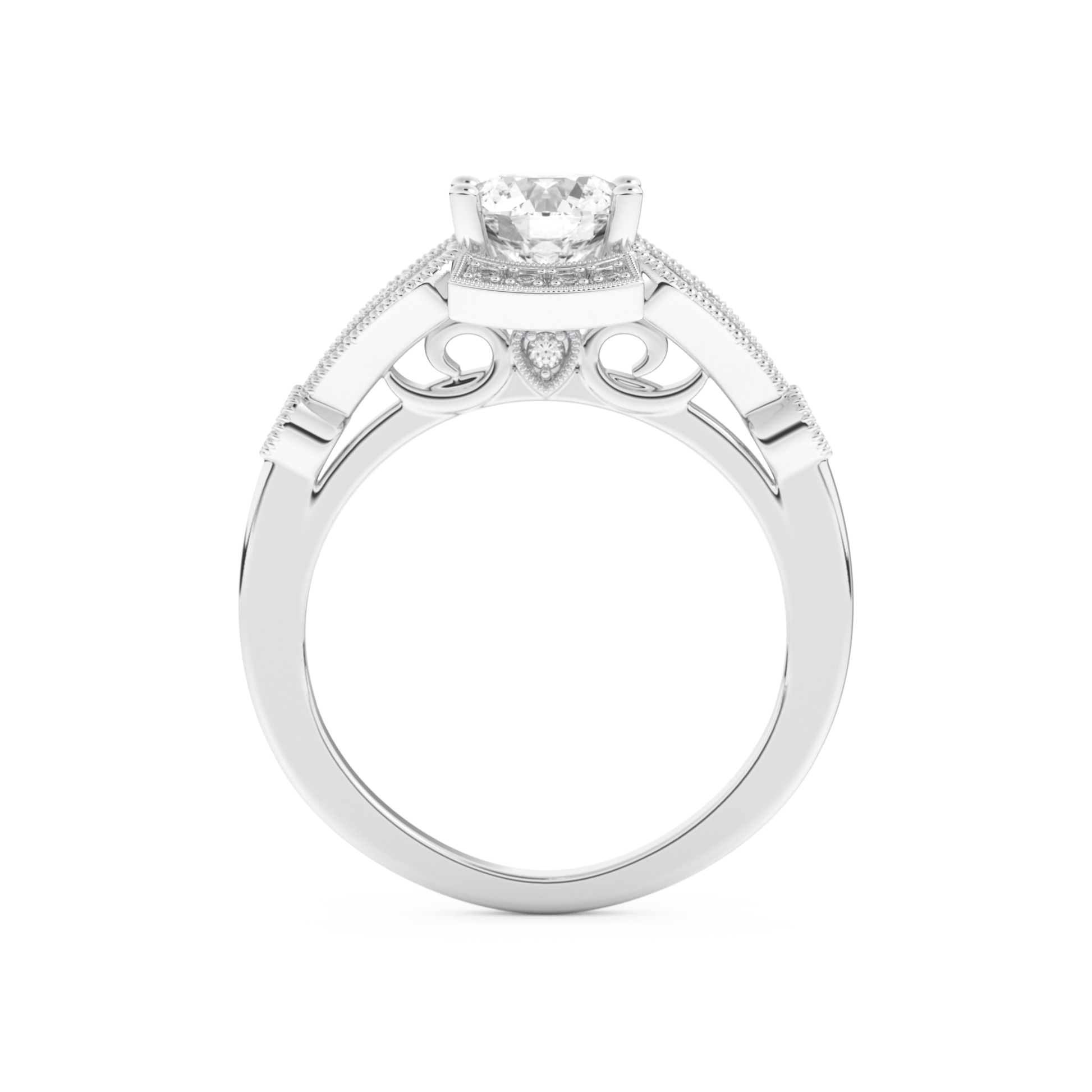 Round Cut 1 Carat Moissanite Ring – Pave Setting in Gold