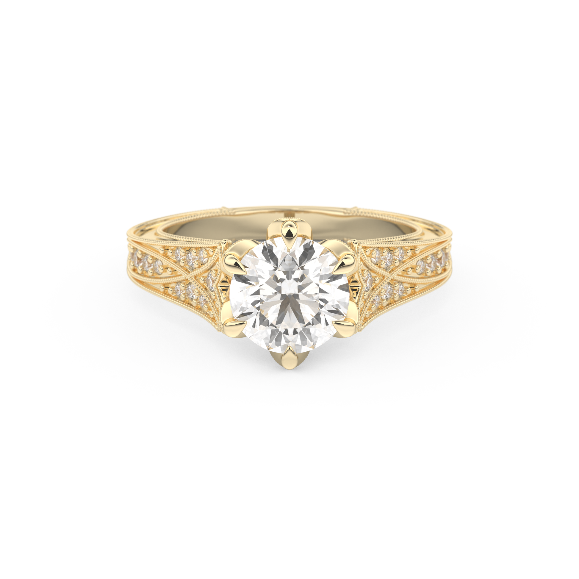 Round Cut 1.52 Carat Moissanite Ring – Pave Setting in Gold