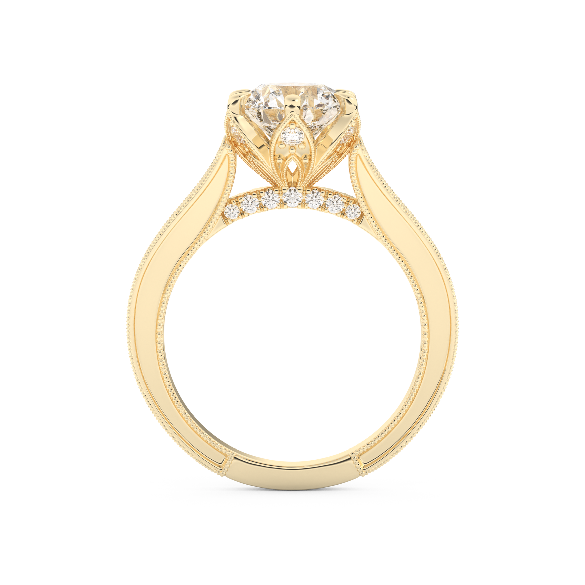 Round Cut 1.52 Carat Moissanite Ring – Pave Setting in Gold