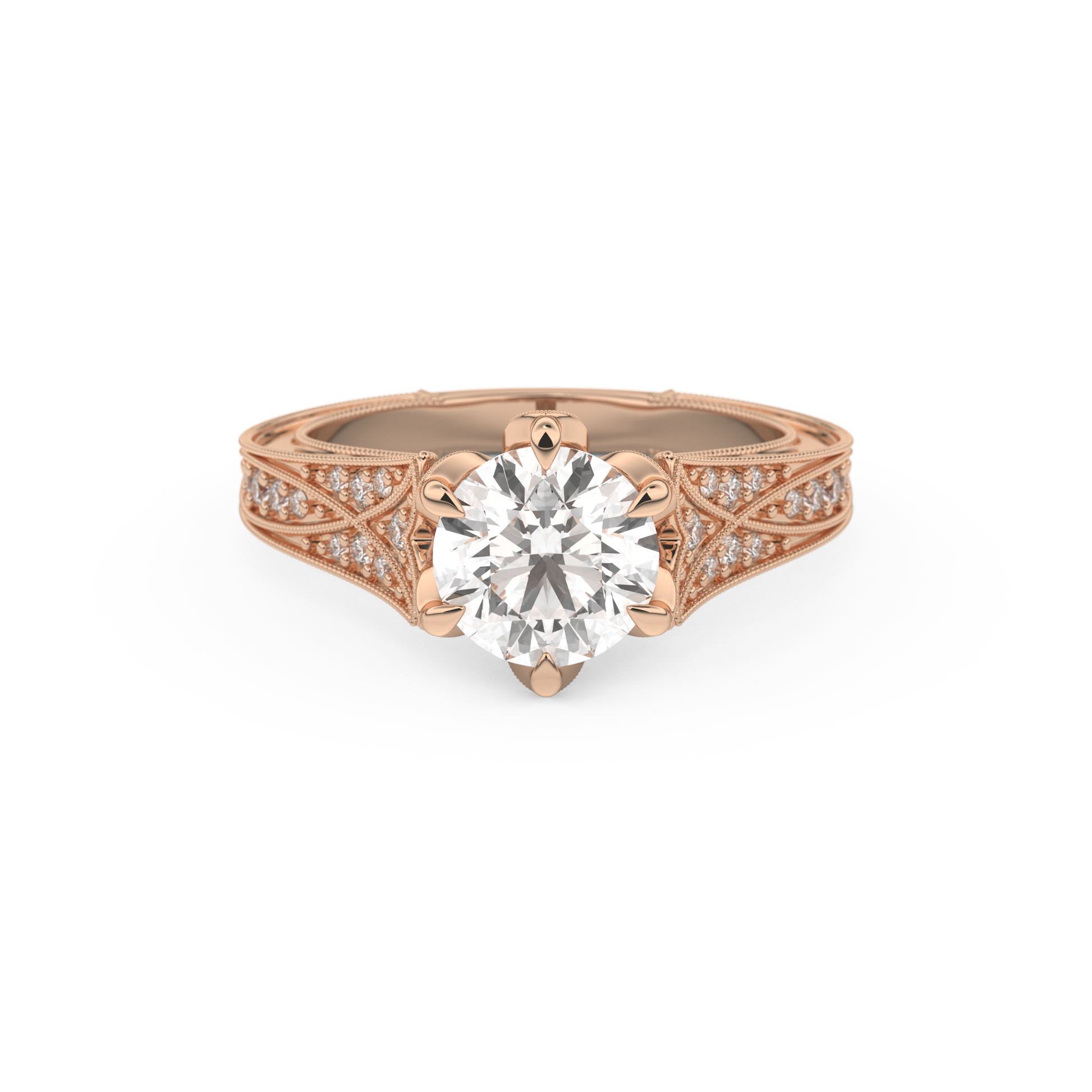 Round Cut 1.52 Carat Moissanite Ring – Pave Setting in Gold
