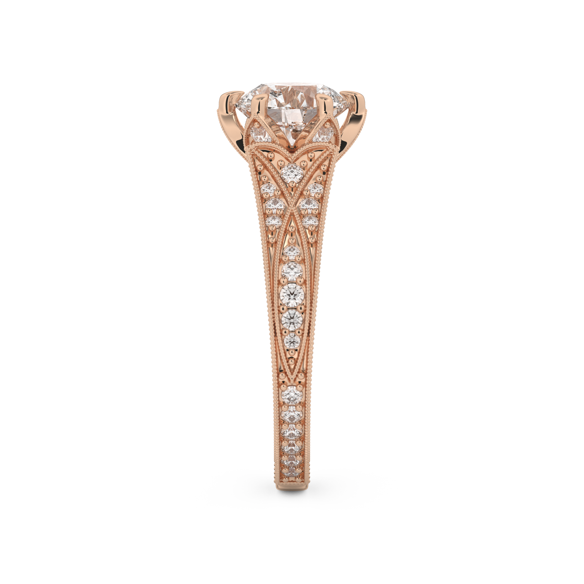 Round Cut 1.52 Carat Moissanite Ring – Pave Setting in Gold