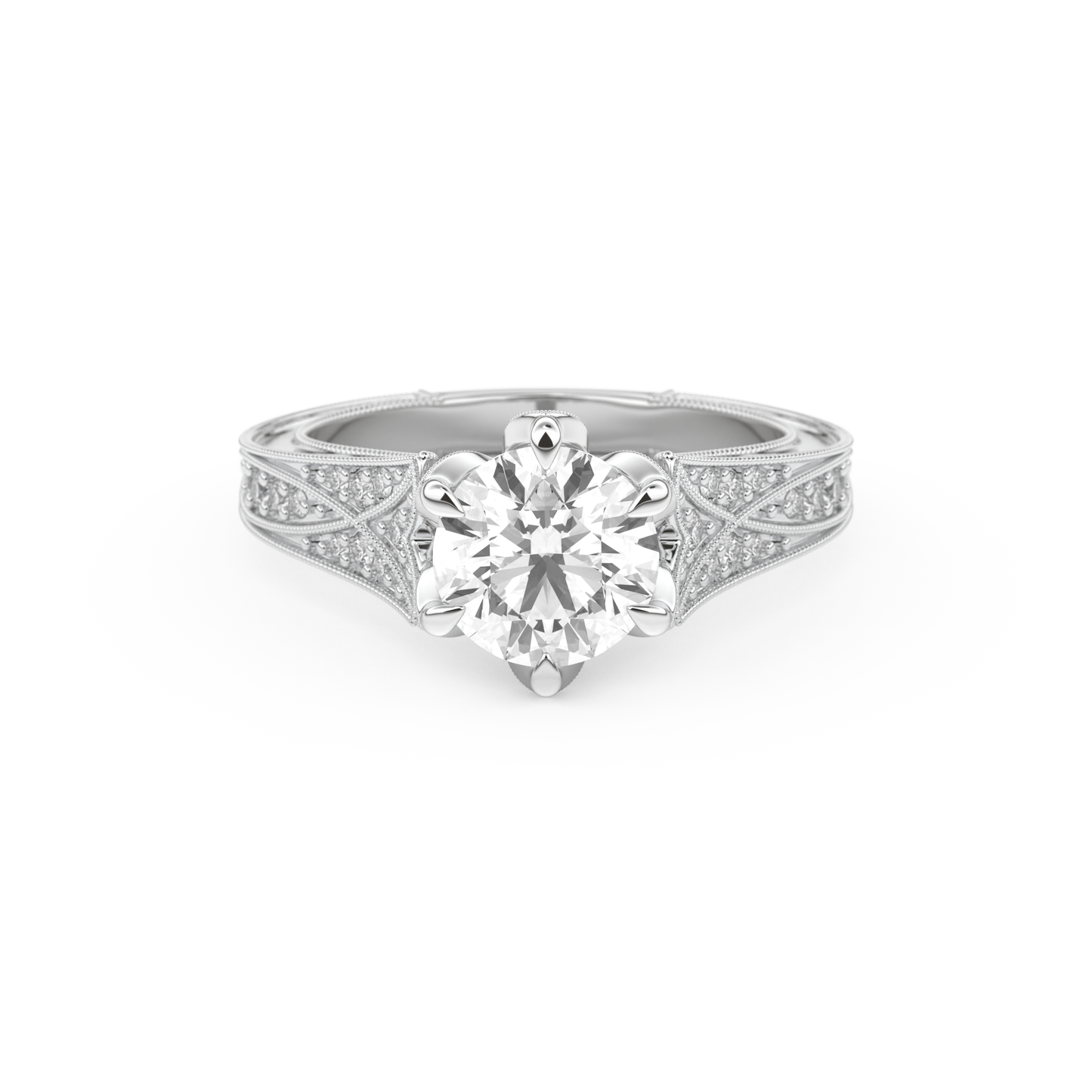 Round Cut 1.52 Carat Moissanite Ring – Pave Setting in Gold