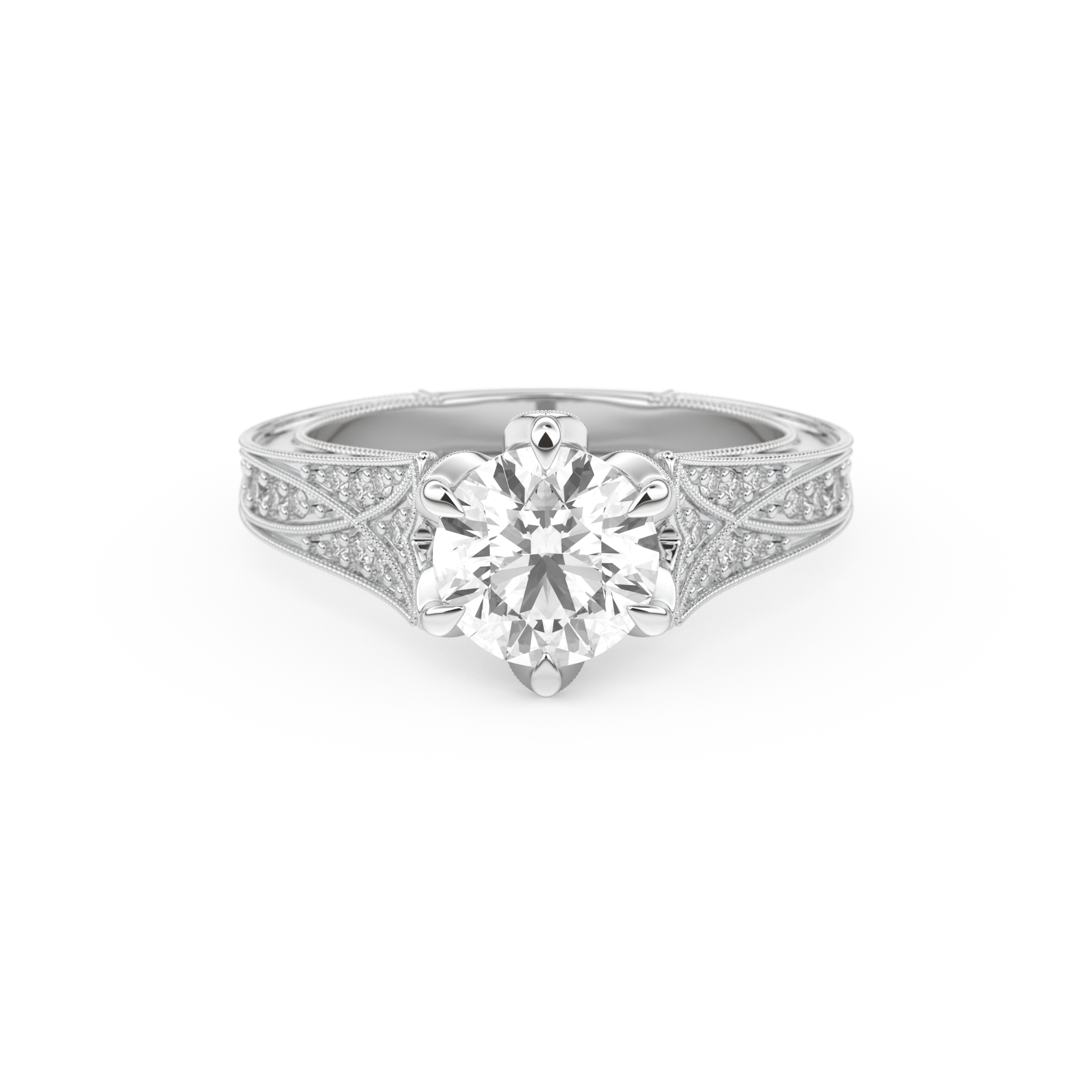 Round Cut 1.52 Carat Moissanite Ring – Pave Setting in Gold