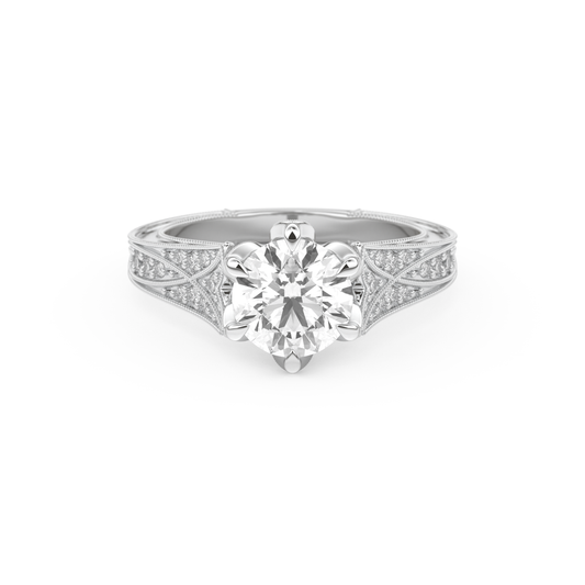 Round Cut 1.52 Carat Moissanite Ring – Pave Setting in Gold