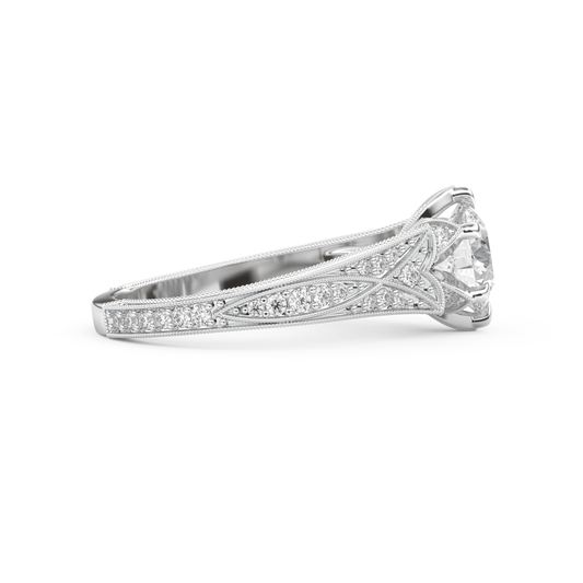 Round Cut 1.52 Carat Moissanite Ring – Pave Setting in Gold