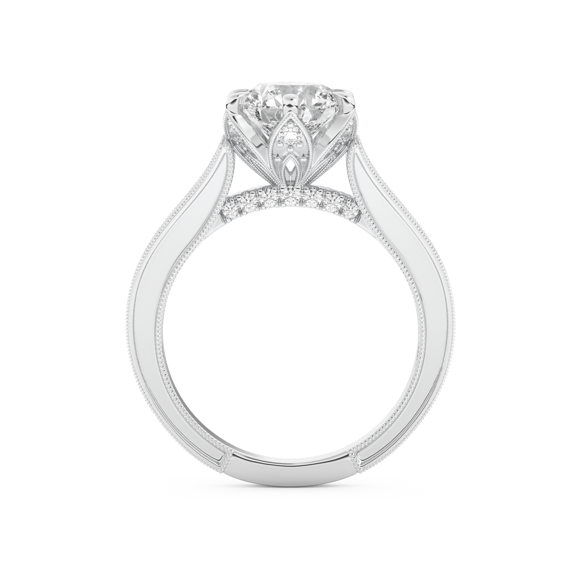 Round Cut 1.52 Carat Moissanite Ring – Pave Setting in Gold