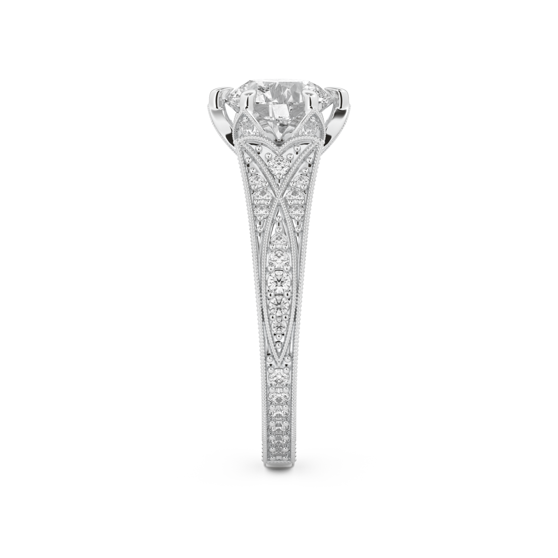 Round Cut 1.52 Carat Moissanite Ring – Pave Setting in Gold