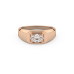 Oval Cut 0.5 Carat Moissanite Men's Wedding Band – Solitaire Setting in Gold 13